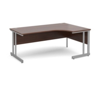 Momento right hand ergonomic desk 1800mm - silver cantilever frame and walnut top