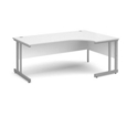 Momento right hand ergonomic desk 1800mm - silver cantilever frame and white top