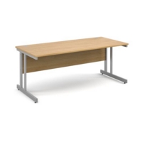Momento straight desk 1800mm x 800mm - silver cantilever frame and oak top