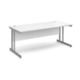 Momento straight desk 1800mm x 800mm - silver cantilever frame and white top