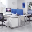 Momento straight desk 800mm x 800mm - silver cantilever frame and white top