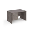 Maestro 25 straight desk 1200mm x 800mm with 2 drawer pedestal - grey oak top with panel end leg