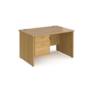 Maestro 25 straight desk 1200mm x 800mm with 2 drawer pedestal - oak top with panel end leg