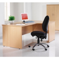 Maestro 25 straight desk 1200mm x 800mm with 2 drawer pedestal - white top with panel end leg