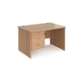 Maestro 25 straight desk 1200mm x 800mm with 3 drawer pedestal - beech top with panel end leg