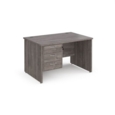 Maestro 25 straight desk 1200mm x 800mm with 3 drawer pedestal - grey oak top with panel end leg