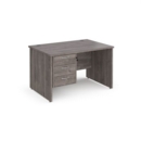 Maestro 25 straight desk 1200mm x 800mm with 3 drawer pedestal - grey oak top with panel end leg