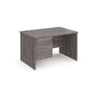 Maestro 25 straight desk 1200mm x 800mm with 3 drawer pedestal - grey oak top with panel end leg