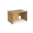 Maestro 25 straight desk 1200mm x 800mm with 3 drawer pedestal - oak top with panel end leg