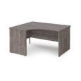 Maestro 25 left hand ergonomic desk 1400mm wide - grey oak top with panel end leg