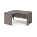 Maestro 25 left hand ergonomic desk 1400mm wide - grey oak top with panel end leg