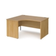 Maestro 25 left hand ergonomic desk 1400mm wide - oak top with panel end leg