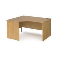 Maestro 25 left hand ergonomic desk 1400mm wide - oak top with panel end leg