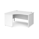 Maestro 25 left hand ergonomic desk 1400mm wide - white top with panel end leg