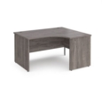 Maestro 25 right hand ergonomic desk 1400mm wide - grey oak top with panel end leg