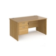 Maestro 25 straight desk 1400mm x 800mm with 2 drawer pedestal - oak top with panel end leg