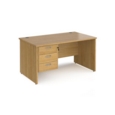 Maestro 25 straight desk 1400mm x 800mm with 3 drawer pedestal - oak top with panel end leg