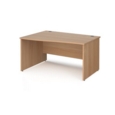Maestro 25 left hand wave desk 1400mm wide - beech top with panel end leg