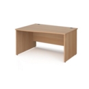 Maestro 25 left hand wave desk 1400mm wide - beech top with panel end leg