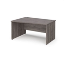Maestro 25 left hand wave desk 1400mm wide - grey oak top with panel end leg