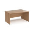 Maestro 25 right hand wave desk 1400mm wide - beech top with panel end leg