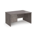 Maestro 25 right hand wave desk 1400mm wide with 2 drawer pedestal - grey oak top with panel end leg