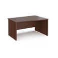 Maestro 25 right hand wave desk 1400mm wide - walnut top with panel end leg
