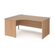 Maestro 25 left hand ergonomic desk 1600mm wide - beech top with panel end leg