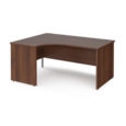 Maestro 25 left hand ergonomic desk 1600mm wide - walnut top with panel end leg