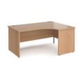 Maestro 25 right hand ergonomic desk 1600mm wide - beech top with panel end leg