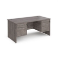 Maestro 25 straight desk 1600mm x 800mm with two x 2 drawer pedestals - grey oak top with panel end leg