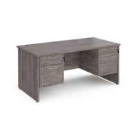 Maestro 25 straight desk 1600mm x 800mm with two x 2 drawer pedestals - grey oak top with panel end leg