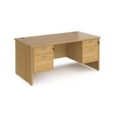 Maestro 25 straight desk 1600mm x 800mm with two x 2 drawer pedestals - oak top with panel end leg
