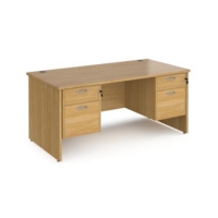 Maestro 25 straight desk 1600mm x 800mm with two x 2 drawer pedestals - oak top with panel end leg