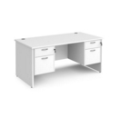 Maestro 25 straight desk 1600mm x 800mm with two x 2 drawer pedestals - white top with panel end leg