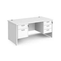 Maestro 25 straight desk 1600mm x 800mm with 2 and 3 drawer pedestals - white top with panel end leg