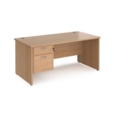 Maestro 25 straight desk 1600mm x 800mm with 2 drawer pedestal - beech top with panel end leg