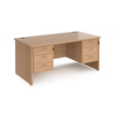 Maestro 25 straight desk 1600mm x 800mm with two x 3 drawer pedestals - beech top with panel end leg