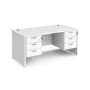 Maestro 25 straight desk 1600mm x 800mm with two x 3 drawer pedestals - white top with panel end leg