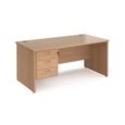 Maestro 25 straight desk 1600mm x 800mm with 3 drawer pedestal - beech top with panel end leg