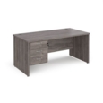 Maestro 25 straight desk 1600mm x 800mm with 3 drawer pedestal - grey oak top with panel end leg