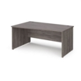 Maestro 25 left hand wave desk 1600mm wide - grey oak top with panel end leg