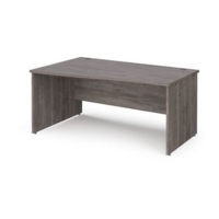 Maestro 25 left hand wave desk 1600mm wide - grey oak top with panel end leg