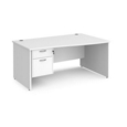 Maestro 25 right hand wave desk 1600mm wide with 2 drawer pedestal - white top with panel end leg