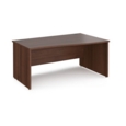 Maestro 25 right hand wave desk 1600mm wide - walnut top with panel end leg