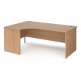 Maestro 25 left hand ergonomic desk 1800mm wide - beech top with panel end leg