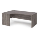 Maestro 25 left hand ergonomic desk 1800mm wide - grey oak top with panel end leg