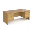 Maestro 25 straight desk 1800mm x 800mm with two x 2 drawer pedestals - oak top with panel end leg