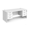 Maestro 25 straight desk 1800mm x 800mm with two x 3 drawer pedestals - white top with panel end leg