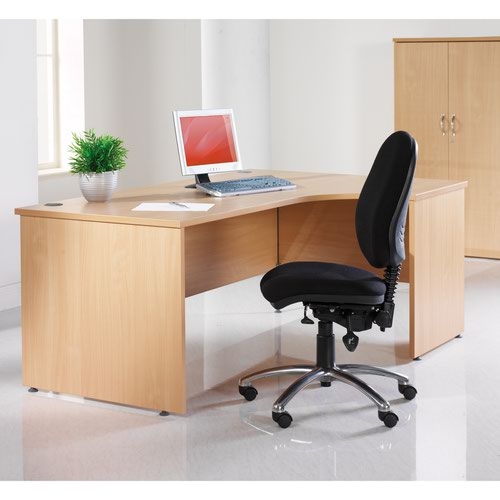 Maestro 25 straight desk 1000mm x 600mm - white top with panel end leg